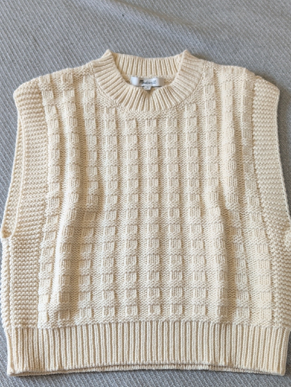 Madewell Cream Cable-Knit Sleeveless Sweater Vest - Picture 1 of 2